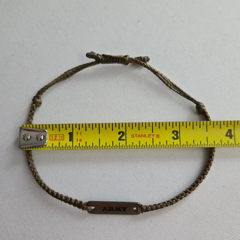 US Army Braided Woven Corded Embellished Adjustable Bracelets - Set of 2